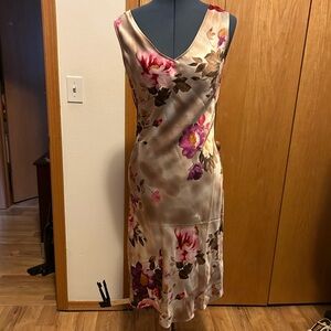 Spiegel Floral Satin Midi Dress - Pink and Purple